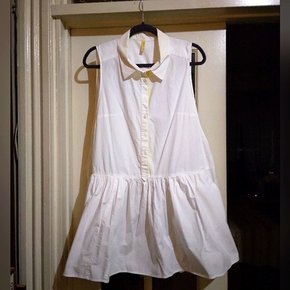 Free People White Collared Sleeveless Dress